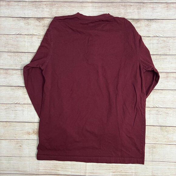 L.L.Bean Burgundy Long Sleeve Henley Shirt Traditional Fit Men's M Tall - Picture 2 of 12